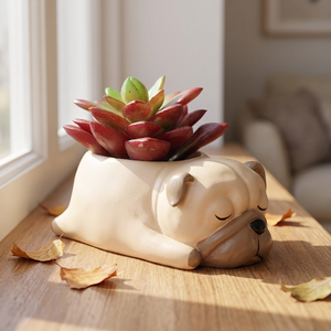 Maceta <span class=keywords><strong>de</strong></span> Poliresina con Diseño <span class=keywords><strong>de</strong></span> Corgi Durmiendo, Marca ROOGO, con Orificio <span class=keywords><strong>de</strong></span> Drenaje, Diseño <span class=keywords><strong>de</strong></span> Dibujos Animados, Decoración Ecológica para el Hogar - Product Image 2