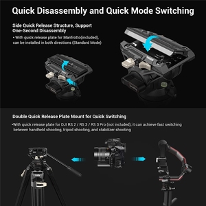<span class=keywords><strong>SmallRig</strong></span> AD-01 Video Tripod, 73 "Heavy Duty Tripod con cabeza fluida de 360 grados y placa de liberación rápida para DSLR, videocámara - Product Image 6