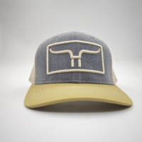 Gorra de malla Richardson 112 personalizada de fábrica OEM, con visera de mezclilla azul, estampado por sublimación, estilo Y2K, hip hop, para playa y rendimiento, con diseño de espiga.
