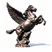 Statue de Pégase en bronze moulé grandeur nature avec base nuageuse pour la décoration de hall d'hôtel, jardin, place publique, centre commercial, bureau, couleur et logo personnalisés