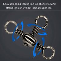 Connecteur de pêche en mer à trois voies pour la pêche en eau salée, avec émerillons roulants et accessoires de pêche en forme de baril