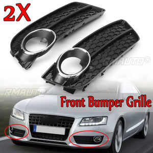 Paire de feux antibrouillard avant avec grille de calandre de course pour Audi A5 Coupé/Sportback 2008-11 Cabriolet 10-11, finition chromée - Product Image 1