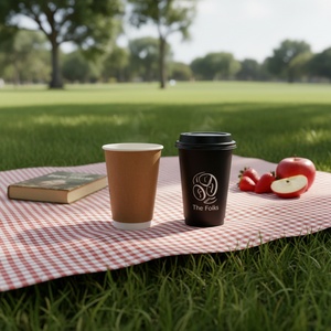แก้วกาแฟ/นมกระดาษคราฟท์แบบใช้ครั้งเดียวทิ้ง ยี่ห้อซันไชน์ กวางตุ้ง พร้อมฝาปิด  รับออกแบบโลโก้/กราฟิก  รีไซเคิลได้ สำหรับใช้ในอุตสาหกรรม - Product Image 6