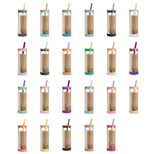 Vente en gros Tasse à thé en verre borosilicaté transparent Tasse de voyage isolée Gobelet en verre Smoothie avec pailles - Product Image 4