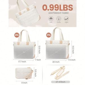 Sac fourre-tout matelassé en nylon personnalisé avec broderie, grand format, pour ordinateur portable 15,6 pouces, sac à main de travail léger, sac de voyage, sac de sport, sac de week-end pour femme - Product Image 2
