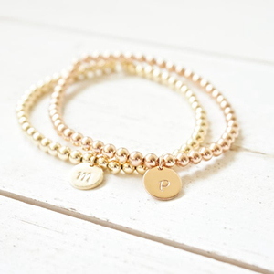 Personalized Stainless Steel <strong>Stacking</strong> <strong>Bracelet</strong> Custom Gold Beaded <strong>Bracelet</strong> As Gift for Her - Product Image 4