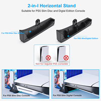 Soporte Horizontal RGB Honcam para Consola Slim, Accesorios con 2 Puertos USB Hub y Base de Carga para Consola Playstation 5 Slim