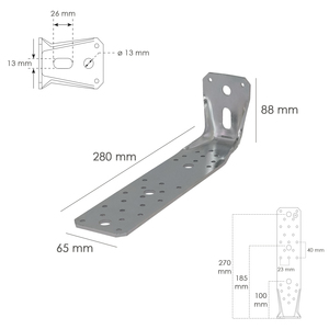 Supporto in Legno con Angolo Rinforzato 65x88x285 mm. - Product Image 2