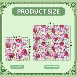 LR 6,5 Zoll Einweg-Servietten mit Individuellem Klassischem Blumendruck, Abbaubar, Lebensmittelecht, Weiche Papierservietten, 20 Blatt für den Tisch - Product Image 6