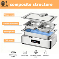 Chauffe-plat électrique carré en acier inoxydable pour buffet, chauffe-plats en libre-service pour traiteur, banquets et fêtes