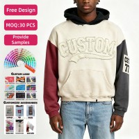 Sudadera Slim Personalizada de 500 g/m² 100% Algodón con Efecto Desgastado, Apliques Bordados y Forro Polar de Algodón