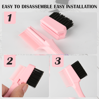 Ensemble de 3 brosses de contrôle des bords pour perruques en dentelle, avec tête remplaçable, marque privée, personnalisable