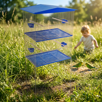Volière multi-niveaux surélevée pliable avec support en fer, plateau en plastique facile à nettoyer, cloison amovible, habitat pour petits animaux