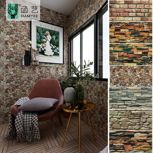 Papel tapiz de pared <span class=keywords><strong>azul</strong></span> e Branco, pegatina de pared de ladrillo, decoración del hogar - Product Image 5