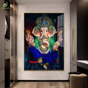 Peinture décorative indienne, tableau suspendu Bouddha, tête d'éléphant, richesse et prospérité, peinture murale en diamant de cristal, tableau suspendu pour couloir - Product Image 1
