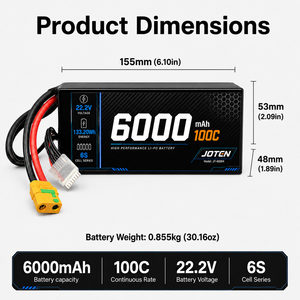 Batterie LiPo pour drone 6000mAh 6S 22.2V 100C 133.20Wh avec connecteur XT90 pour UAV FPV RC, directement de l'usine, OEM ODM, logo personnalisé, emballage - Product Image 4