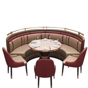 Cafétéria en cuir en acier inoxydable Cabine en <span class=keywords><strong>L</strong></span> <span class=keywords><strong>U</strong></span> haut de gamme personnalisée Canapé cabine moderne et <span class=keywords><strong>l</strong></span>éger pour restaurant de luxe - Product Image 3