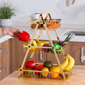 Stackable Hanging Metal Wire Basket Manufacturer's Countertop Organizer <strong>Kitchen</strong> Fruit <strong>Storage</strong> Countertop <strong>Storage</strong> Shelves <strong>Units</strong> - Product Image 2