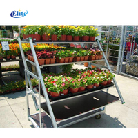 Chariot pliable danois pour pépinière, présentoir à fleurs, étagères pour plantes, conteneur à roulettes OEM pour le rangement d'outils d'extérieur