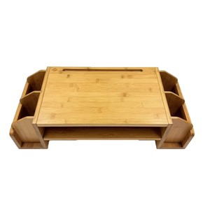 Bamboo Monitor <b>Riser</b> Stand Rectangle <b>Desktop</b> Organizer Storage Without Installation Standing Type Office Use - Product Image 2