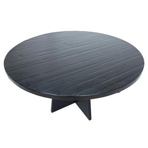 โต๊ะอาหารทรงกลมสีดำ วินเทจ ทำจากไม้สนรีไซเคิล สำหรับห้องรับประทานอาหาร - Product Image 2