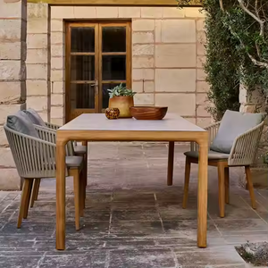 Ensemble de meubles de jardin en aluminium imperméable Simplicity, chaise en teck, pour terrasse, restaurant, cour, tables de salle à manger extérieures - Product Image 2