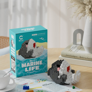 I Micro mattoni educativi del mondo del mare impostano animali fai da te Mini blocchi di costruzione di organismi marini giocattoli impilabili in plastica per età 5-7 anni - Product Image 5