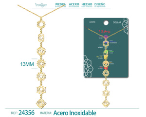 7 Chakra ciondolo in acciaio oro ciondolo di cristallo e Charm 7 chakra ciondolo ciondolo collana - Product Image 6