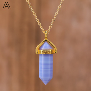 Colgante de punto de cristal pequeño, colgante de cuentas hexagonales dobles, collar de energía curativa, regalos de chakras - Product Image 6