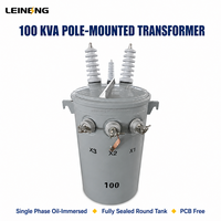 Transformateur immergé dans l'huile monophasé à faible perte de puissance LEINENG, type poteau, 25-167 kVA, 12,47 kV, 13,2 kV, 240/480 V, réservoir entièrement scellé