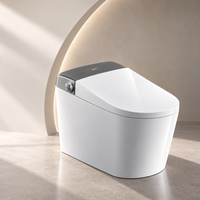 Vente en gros usine WC intelligent de luxe sans réservoir avec bidet intégré, siphon en S, siège chauffant, affichage numérique HD, lumière LED bleue pour salle de bain