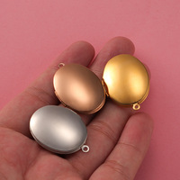 Pendentif de collier en acier inoxydable 316L poli miroir, ovale sportif, avec cadre photo et chaîne en bambou, pour souvenir transfrontalier