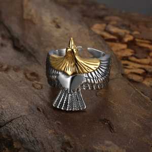 Anillo de Hombre de Acero Inoxidable con Diseño de Águila, Estilo Punk, Moderno y Personalizado, Anillo de Dedo de Acero de Titanio para Hombre - Product Image 2