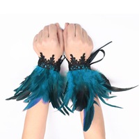 Gants en dentelle pour bal masqué |   Accessoires de costume sur le thème d'Halloween, vêtements de théâtre et de scène, ornés de plumes