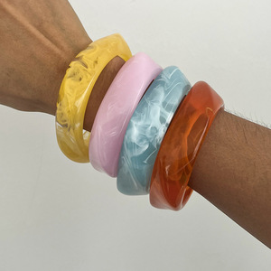 Resin <b>Bangle</b> Geometric Shape Colorful Unisex Fashion Jewelry For Women <b>Men</b> Party Wedding Gift Accessory - Product Image 3