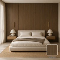 Panneau mural WPC en bois brun à grain droit de 9 mm, revêtement imperméable pour l'intérieur, pour projets hôteliers, bureaux, halls d'accueil