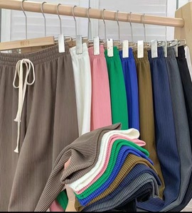 <span class=keywords><strong>Pantalones</strong></span> Anchos Holgados para Mujer, <span class=keywords><strong>Pantalones</strong></span> Rectos Elásticos a Rayas, <span class=keywords><strong>Pantalones</strong></span> Largos de Cintura Alta con Cordón, Color Sólido, R1989 - Product Image 3