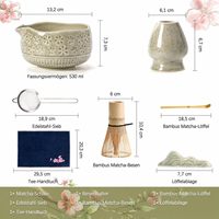 Ensemble fouet à matcha, kit de matcha en céramique avec bol et outils, vert