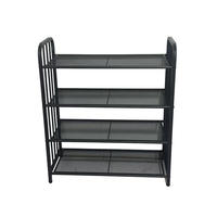 Organisateur de chaussures en métal portable moderne et durable à quatre niveaux, étagère de rangement multifonctionnelle pour chaussures au sol pour la maison
