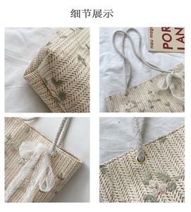 Borsa a Mano Intrecciata alla Moda per Donne, <span class=keywords><strong>Stile</strong></span> Minimalista, Tracolla Singola con Chiusura a Bottone e Fiocco, Doppio Manico - Product Image 6
