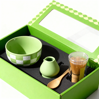 Logo personnalisé OEM Japandi Design Style fait à la main en céramique Matcha bol à thé avec bec Chawan accessoires Kit boîte-cadeau