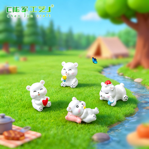 Weij Leisurely Bear Micro-Paesaggio Fai-da-te, Decorazione per Bonsai e Piante Grasse, Animale in Resina che Tiene un Cuore, che Mangia un Gelato - Product Image 2