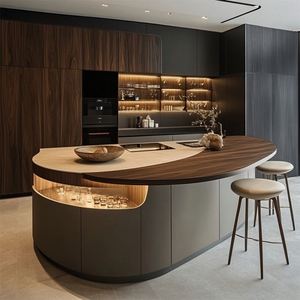 Armoires de cuisine de style luxe personnalisées, caractéristiques durables, structure en contreplaqué, plan de travail en marbre, charnières en acrylique, robinet pour maisons modernes - Product Image 5