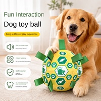 Peluche de football personnalisée pour chien, jaune et verte, interactive, pour l'entraînement et le soulagement du stress, avec son et sangles