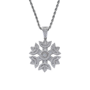 Pendentif flocon de neige, bijoux hip hop, accessoires, colliers pour hommes et femmes, zircon en cuivre, pendentif flocon de neige. - Product Image 5