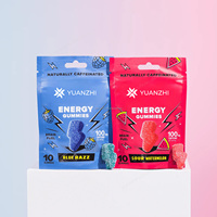 Marque privée 10 pièces Gummies énergétiques véganes saveur Blue Razz à action rapide avec caféine, Ashwagandha, extrait de thé vert et vitamine C