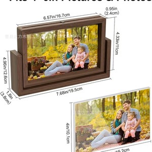 <b>Double</b> Sided Rotating Wooden <b>Photo</b> <b>Frame</b> 6.57x4.33in Rectangular Home Decor Picture <b>Frame</b> For Family <b>Photos</b> - Product Image 1