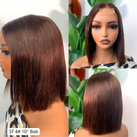 Perruques Courtes Bob Brésiliennes Africaines en Cheveux Humains avec Cuticules Alignées, Vente en Gros d'Usine, Lace Front pour Femmes Noires