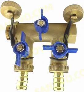 G3/4 inch Bốn cách van năng lượng mặt trời van cống Brass Manifold chuyển đổi nước Van ống barb Hose phù hợp