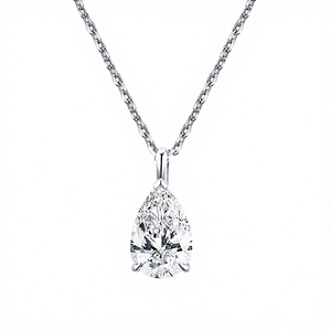 Collier pour femme en or massif 9 carats avec diamant synthétique de laboratoire taille poire et certification NGTC - Product Image 2